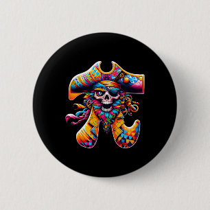Funny Pi Day Pirate Pi Symbol Math Colorful Mathem Button