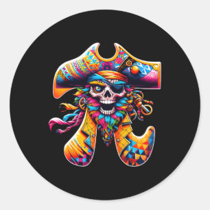Funny Pi Day Pirate Pi Symbol Math Colorful Mathem Classic Round Sticker