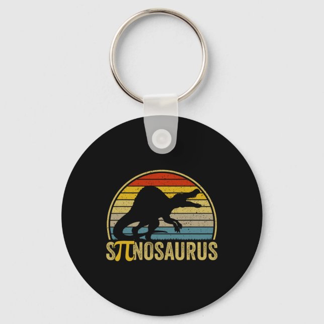 Funny Pi Day Pun - Spinosaurus Dinosaur Math Teach Keychain (Front)