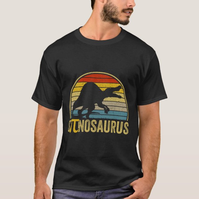 Funny Pi Day Pun - Spinosaurus Dinosaur Math Teach T-Shirt (Front)