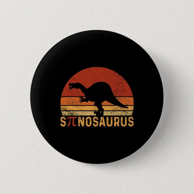 Funny Pi Day Pun Spinosaurus Dinosaur Math Teacher Button (Front)