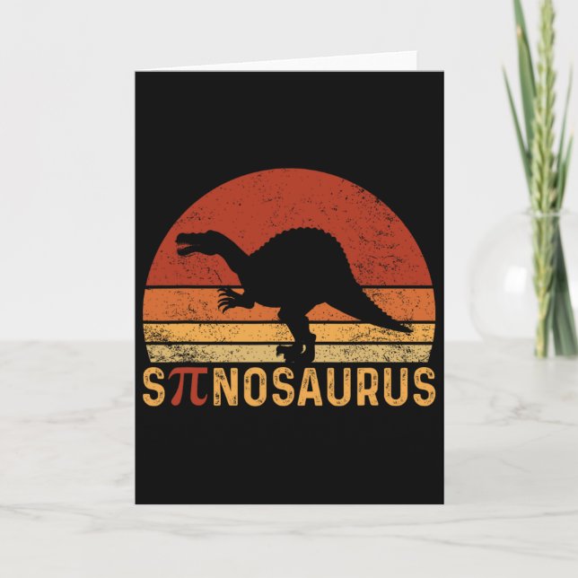 Funny Pi Day Pun Spinosaurus Dinosaur Math Teacher Card (Front)