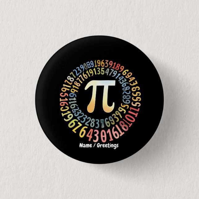 Funny Pi Day Spiral Numbers Cool Mathematical  Button (Front)