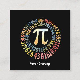Funny Pi Day Spiral Numbers Cool Mathematical Square Business Card