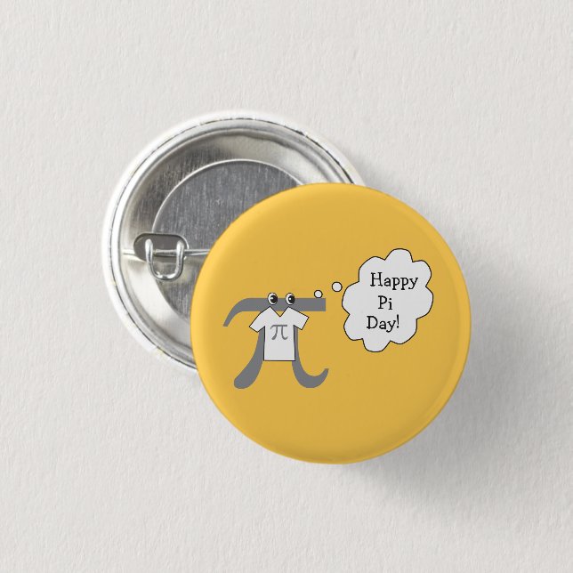 Funny Pi Guy - Happy Pi Day Pinback Button (Front & Back)