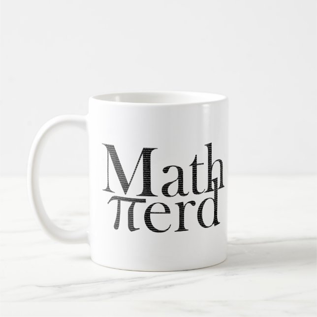 Funny Pi Math Nerd Science Teacher Black and White Coffee Mug (Left)