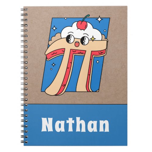 Funny Pi Math Symbol Illustration Cartoonish Kids  Notebook