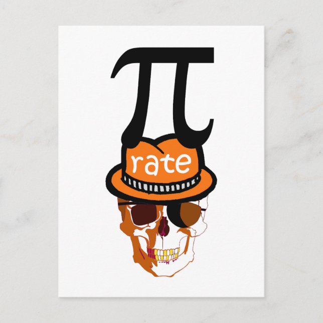Funny pi pirate halloween postcard (Front)