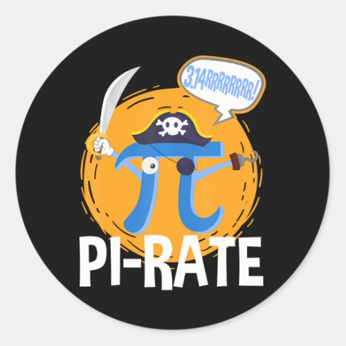 Funny Pi_Rate Happy Pi Day Math Pirate Pun Classic Round Sticker