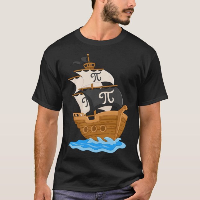 Funny Pi-rate Ship Happy Pi Day Math Lover Geek Pi T-Shirt (Front)