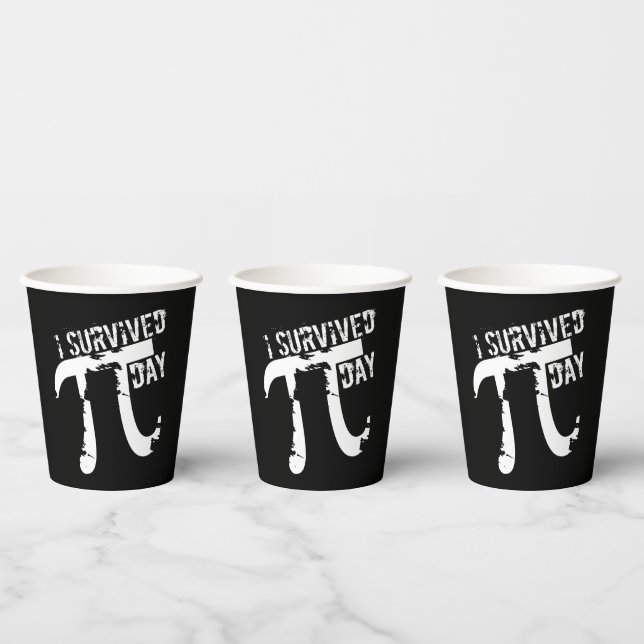 Funny Pi Symbol - I Survived Pi Day Paper Cups (Multi)
