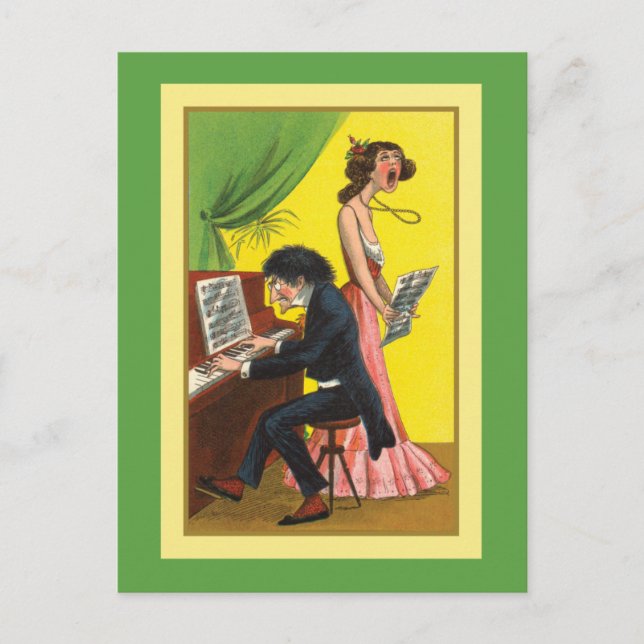 Funny Pianist and Singer Postcard (Front)
