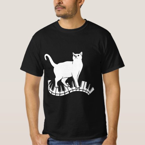 Funny Piano Music Cat Men Women Cat Piano Lovers T_Shirt