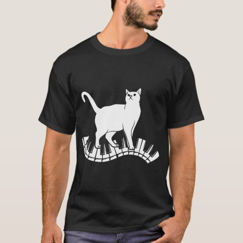 Funny Piano Music Cat Men Women Cat Piano Lovers T_Shirt