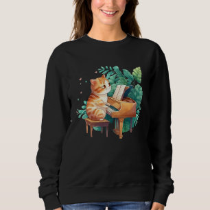 Funny Piano Music Cat Men Women Kids Cat Piano Lov Sweatshirt