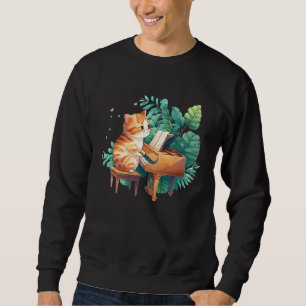 Funny Piano Music Cat Men Women Kids Cat Piano Lov Sweatshirt