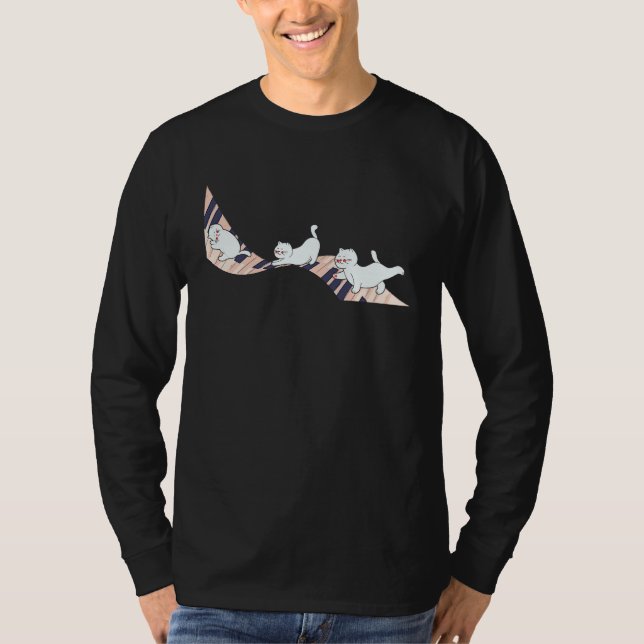 Funny Piano Music Cat Men Women Kids Cat Piano Lov T-Shirt (Front)