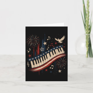 Funny Piano Player Patriotic Usa Flag Fireworks Card