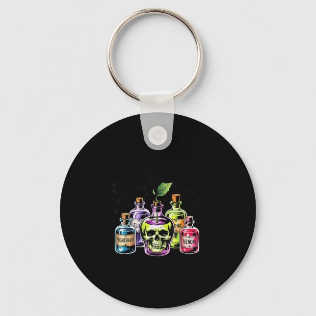 Funny Pick Your Poison Apple Halloween Gothic Prin Keychain (Front)
