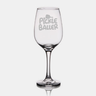 Funny Pickle Baller Custom Etched Glassware