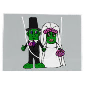 Funny Pickle Bride and Groom Wedding Cartoon Large Gift Bag (Back)