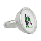 Funny Pickle Bride and Groom Wedding Cartoon Ring (Side)