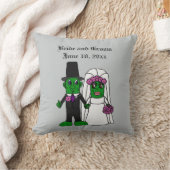 Funny Pickle Bride and Groom Wedding Cartoon Throw Pillow (Blanket)