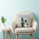 Funny Pickle Bride and Groom Wedding Cartoon Throw Pillow (Chair)