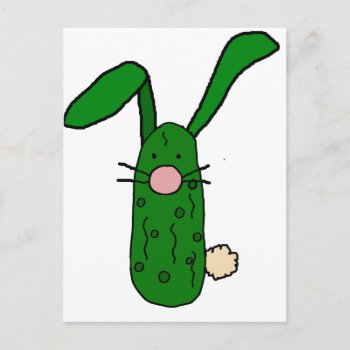 Funny Pickle Bunny Rabbit Art Postcard by tickleyourfunnybone at Zazzle