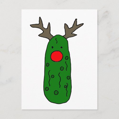Funny Pickle Christmas Reindeer Cartoon Holiday Postcard