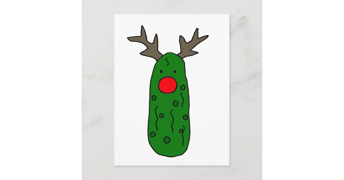 Funny Pickle Christmas Reindeer Cartoon Holiday Postcard Zazzle