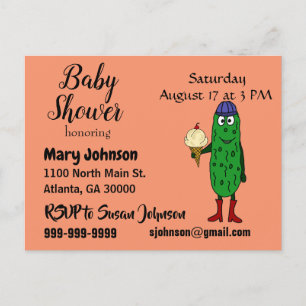 Funny Pickle eating Ice Cream Baby Shower Invitation Postcard