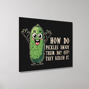 Funny pickle food puns kitchen wood photo tile