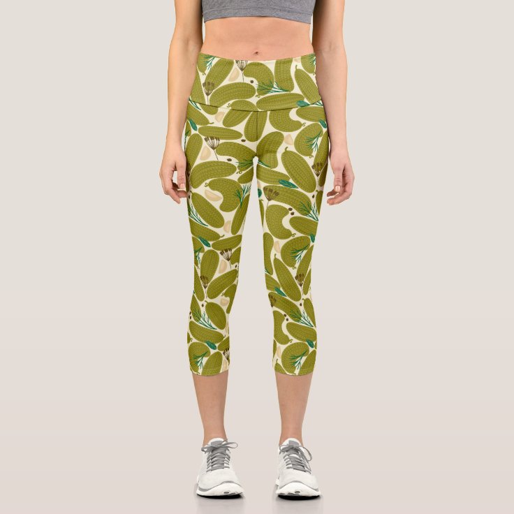 Funny Pickle, Funny Cucumber, Foodie Capri Leggings Zazzle