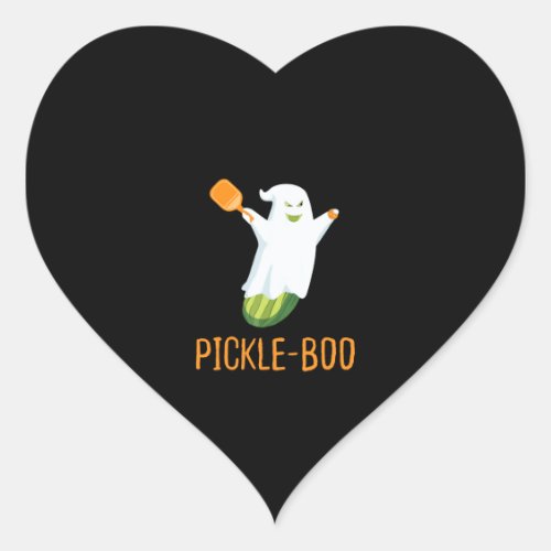Funny Pickle Ghost Loves To Play Pickleball Heart Sticker
