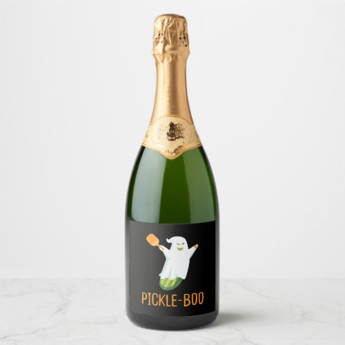 Funny Pickle Ghost Loves To Play Pickleball Sparkling Wine Label