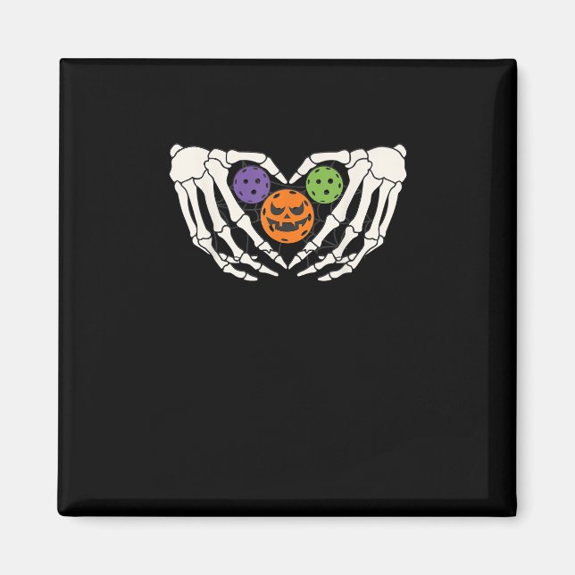 Funny Pickle Halloween Skeleton Hands Heart Pumpki Magnet (Front)