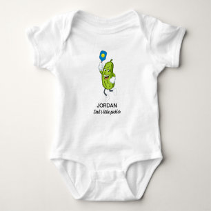 Funny Pickle Holding Pickleball Paddle Custom Baby Bodysuit