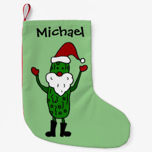 Funny Pickle in Santa Hat Christmas Stocking