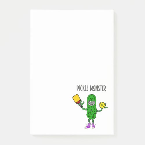 Funny Pickle Monster Pickleball Cartoon Post_it Notes