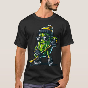 Funny Pickle Playing Hockey Sports Humor And T-Shirt