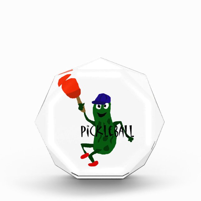 Funny Pickle Playing Pickleball Acrylic Award (Front)