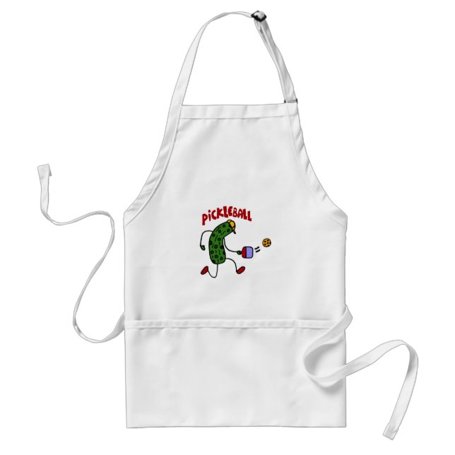 Funny Pickle Playing Pickleball Action Design Adult Apron (Front)