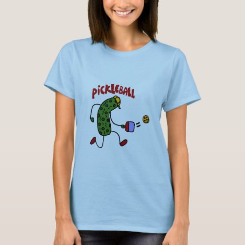 Funny Pickle Playing Pickleball Action Design T_Shirt