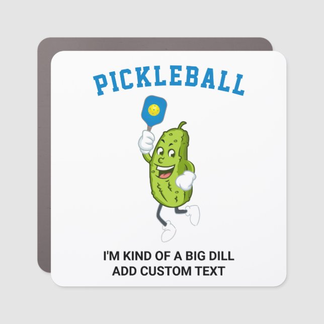 Funny Pickle Playing Pickleball Add Custom Text Car Magnet (Front)