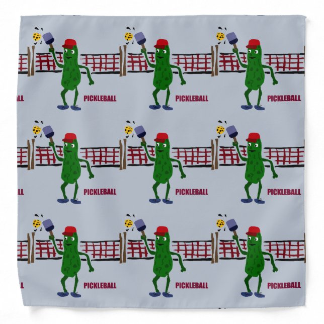 Funny Pickle Playing Pickleball Art Design Bandana (Front)