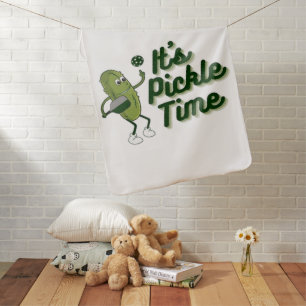 Funny Pickle Playing Pickleball Baby Blanket