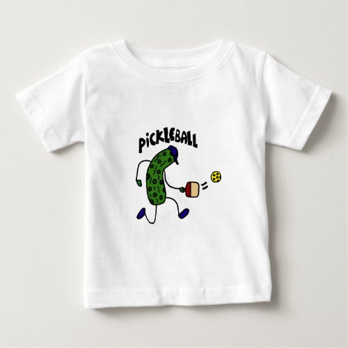 Funny Pickle Playing Pickleball Baby T_Shirt