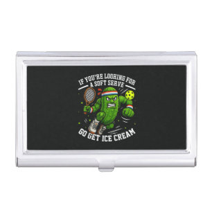 Funny Pickle Playing Pickleball Business Card Case