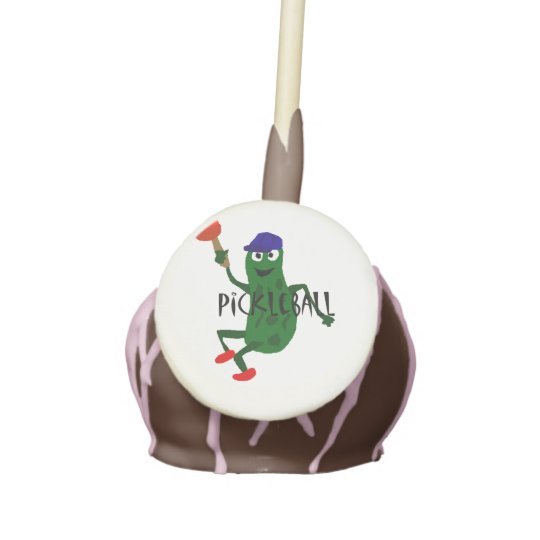Funny Pickle Playing Pickleball Cake Pops